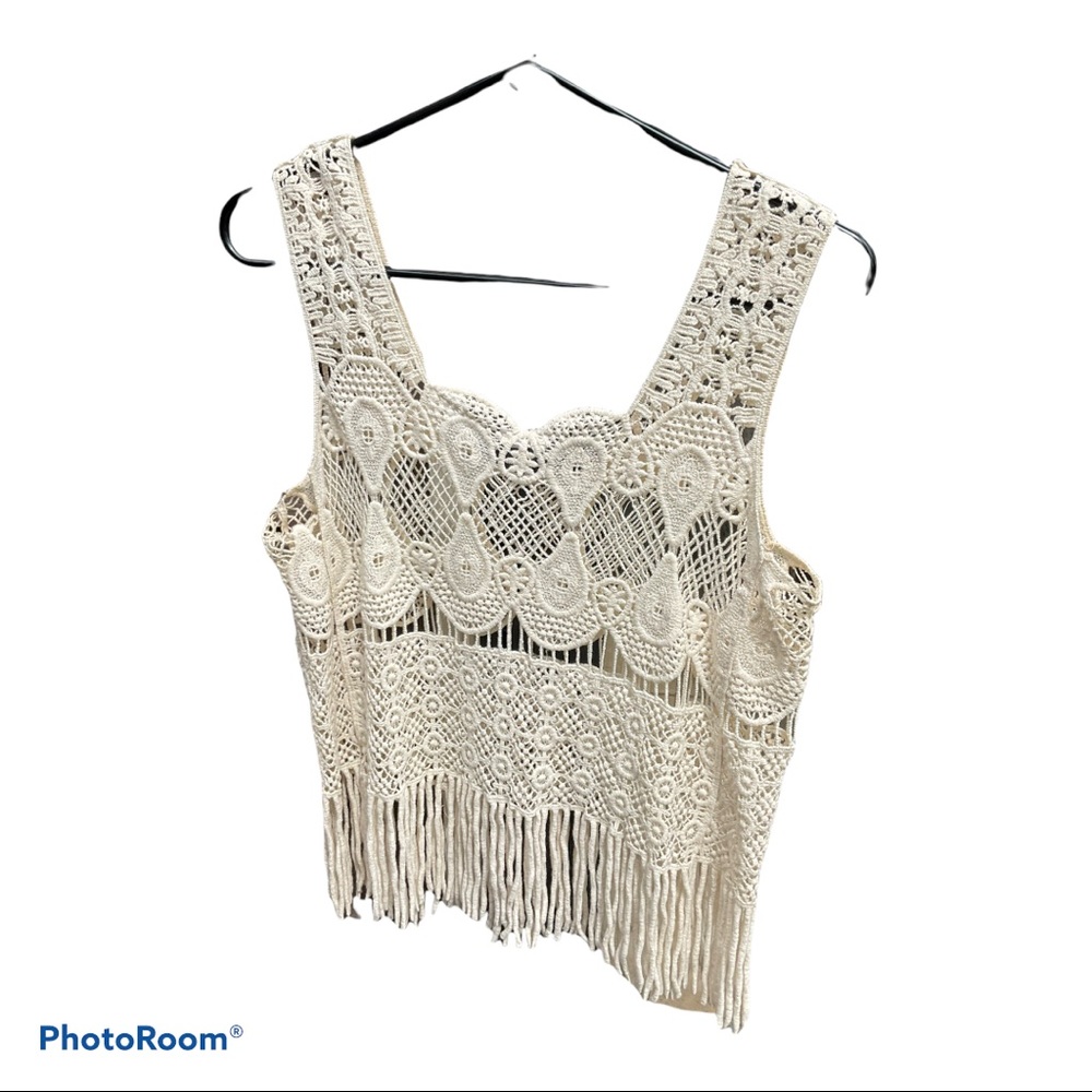 En Creme Vanilla Crochet top vest crop boho